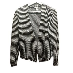 Chico’s Women’s Black and White Open Cardigan Sweater Blazer Stye Size 1 or 8